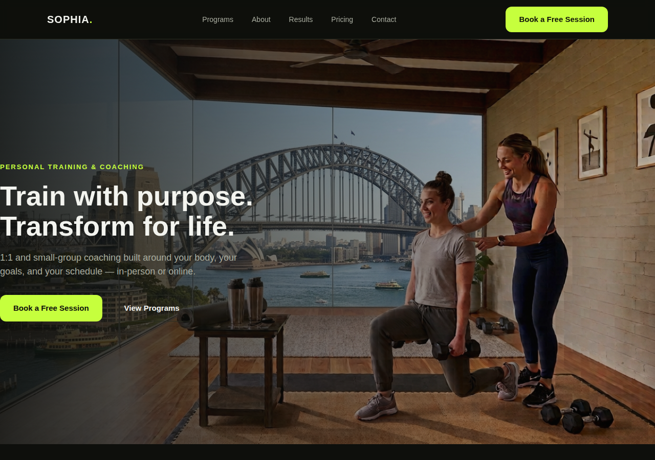 Sophia — Personal Trainer website preview